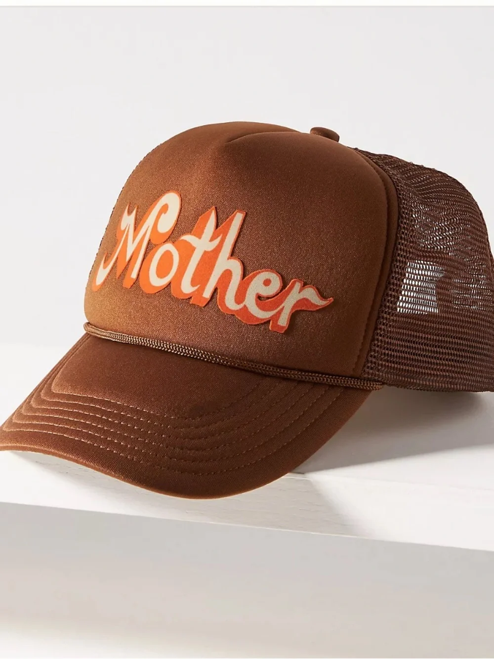 MOTHER The 10-4 Strokes Trucker Hat Anthropologie Brown Dug Out *